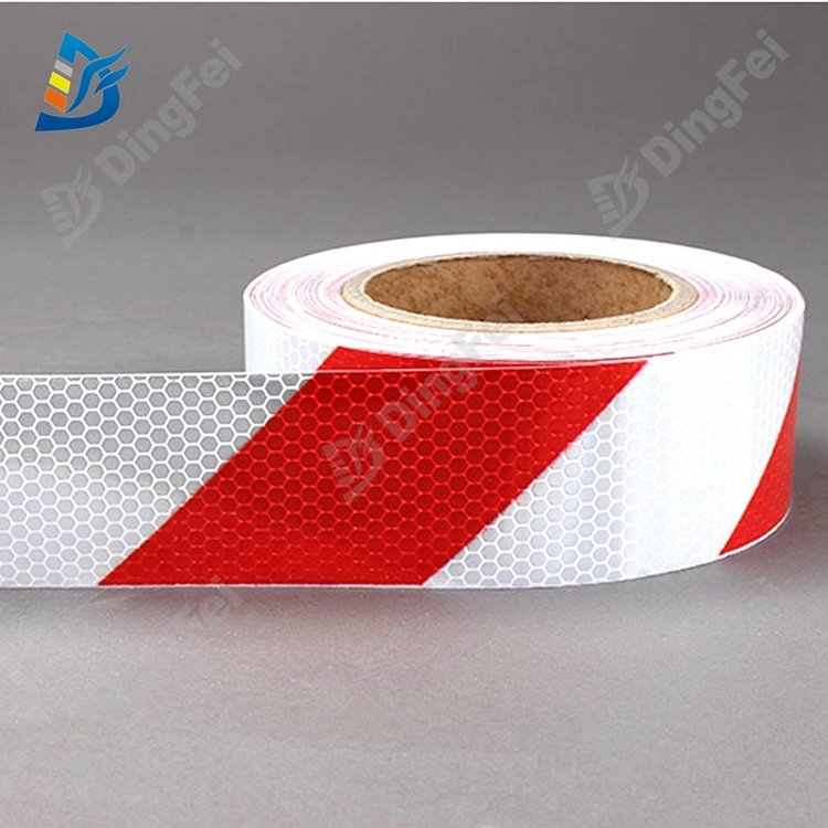 Red White PVC Candy Stripe Reflective Tape - 